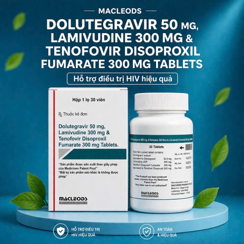 Dolutegravir 50mg, Lamivudine 300mg& Tenofovir Disoproxil Fumarate 300mg Tablets.