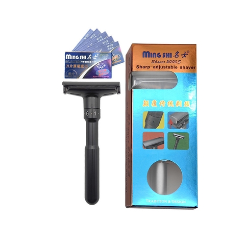 Bàn cạo râu cổ điển Ming shi 2000s Màu đen bản china + bao da PU