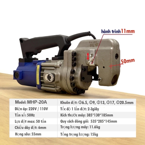 Máy đột lỗ thủy lực chạy điện tools TAD MHP-20A