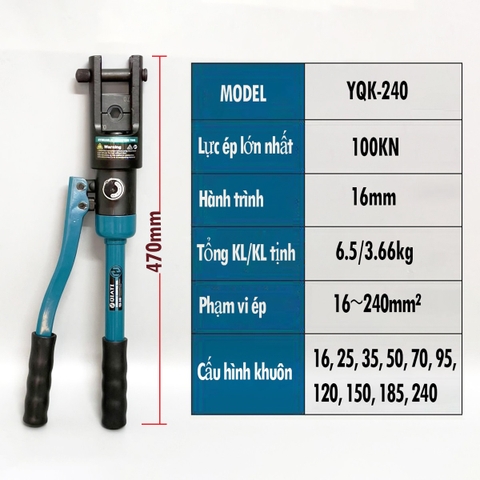 Kìm ép cos thủy lực 16-240mm2 QIATI YQK-240
