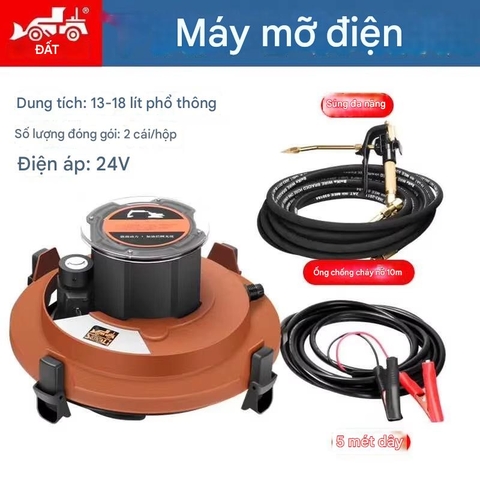 Máy bơm mỡ điện 24V Suoli SL-KLR-24V, gắn xô mỡ