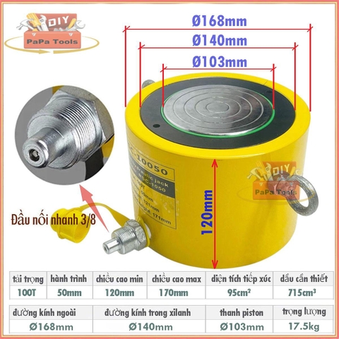Kích thủy lực tầm trugn RSC hành trình 50mm