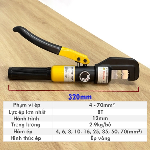 Kìm bấm cos thủy lực Dalusan TAD YQK-70