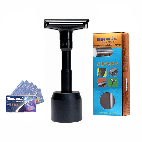 Bàn cạo râu cổ điển Ming shi 2000s đen + chân đế cổ điển