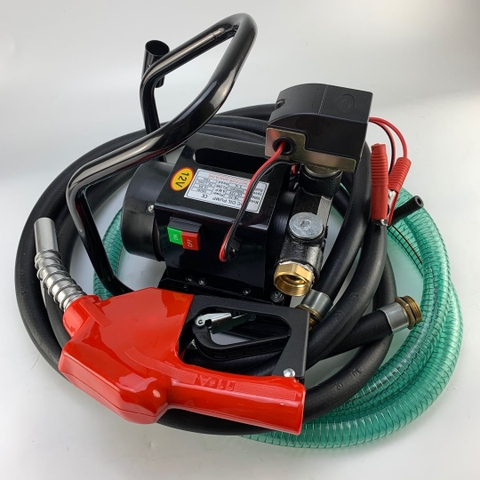 Máy bơm dầu 24V 550W tự động + cò bơm chống tràn + ống hút dẫn dầu