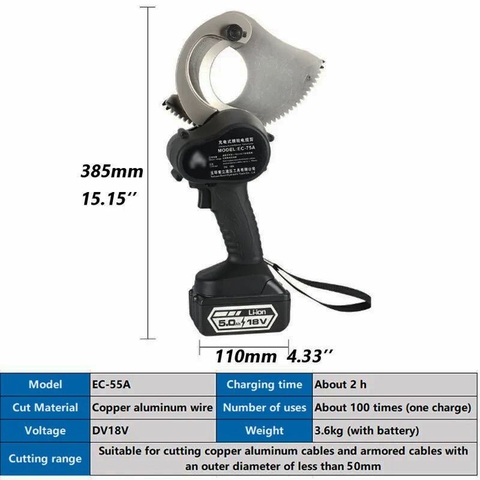 Máy cắt cáp điện dùng pin TOT EC-G-55A