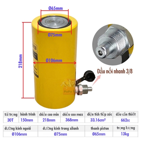Kích thủy lực 30 tấn 150mm FCY-30150