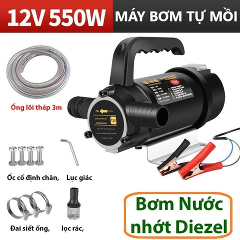 Máy bơm nước và bơm dầu Leishenshou 12V 550W + 3m ống
