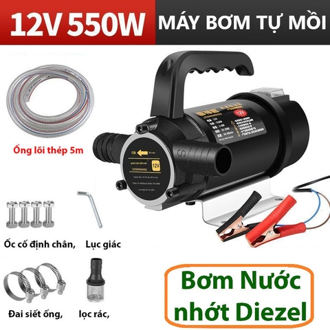 Máy bơm nước và bơm dầu Leishenshou 12V 550W + 5m ống