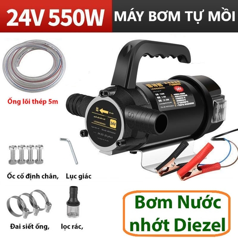 Máy bơm nước và bơm dầu leishenshou 24V 550W + 5m ống