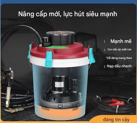 Máy bơm mỡ điện 24V Suoli SL-KLR-24V, gắn xô mỡ