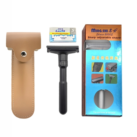 Bàn cạo râu cổ điển Ming shi 2000s Màu đen + bao da PU