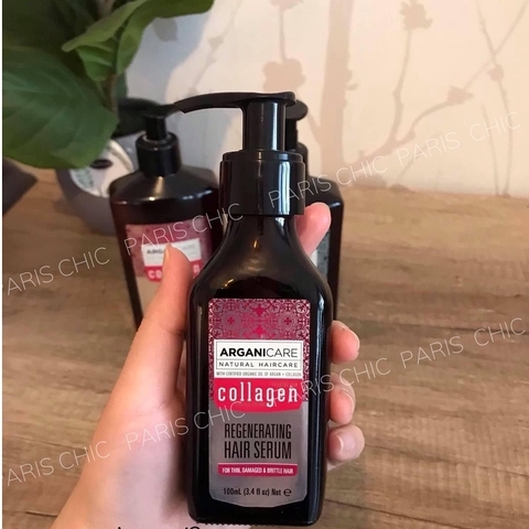 Serum tóc collagen Arganicare chính hãng Pháp dùng cho tóc mỏng hư tổn gãy rụng sử dụng hóa chất