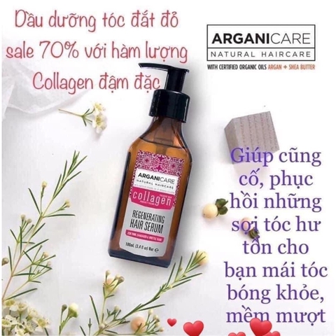 Serum tóc collagen Arganicare chính hãng Pháp dùng cho tóc mỏng hư tổn gãy rụng sử dụng hóa chất
