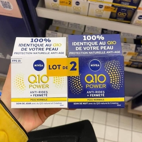 Cặp kem dưỡng da Nivea Q10 chống nhăn chống lão hóa ngày và đêm 50ml chính hãng Pháp