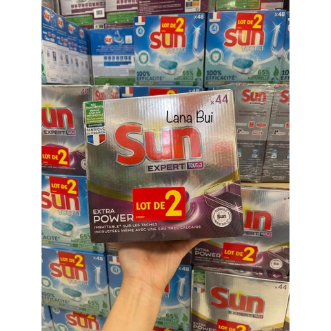 Viên rửa bát Sun hiệu quả lành tính chính hãng Pháp All in 1 (đã gồm muối, bóng + vệ sinh máy)