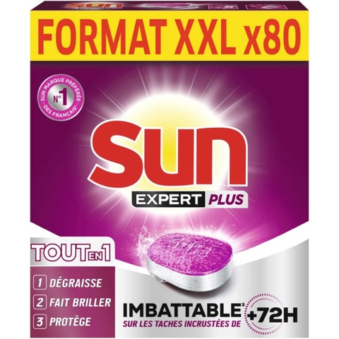 Viên rửa bát Sun hiệu quả lành tính chính hãng Pháp All in 1 (đã gồm muối, bóng + vệ sinh máy)