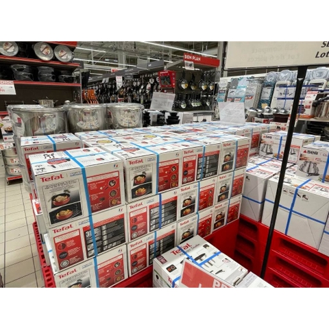 Các chảo chính hãng Tefal mua tại siêu thị Pháp (đáy in chìm Made in France)