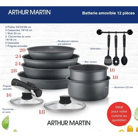 Các bộ nồi chảo chính hãng Arthur Martin Pháp (bill mua siêu thị Pháp)