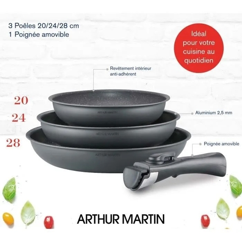 Các bộ nồi chảo chính hãng Arthur Martin Pháp (bill mua siêu thị Pháp)