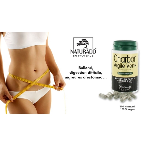 Viên uống than hoạt tính-đất sét xanh thải độc ruột đốt mỡ bụng Charbon Argile Verte chính hãng Pháp