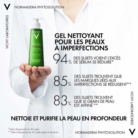 Sữa rửa mặt dạng gel Vichy Normaderm Purifiant Intense 400ml chính hãng Pháp