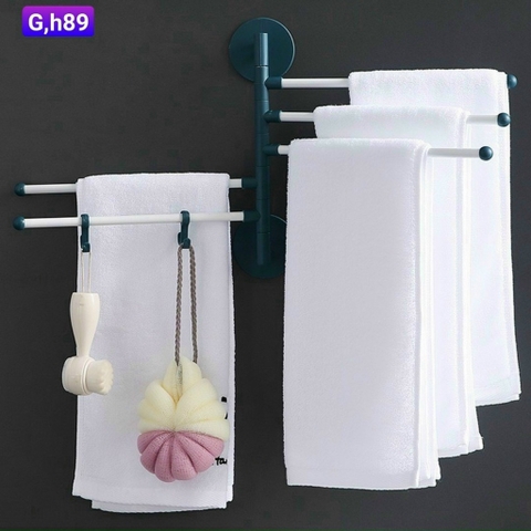 Giá treo khăn 5 nhánh xoay 180 sịn sò tặng kèm 2 móc treo đồ