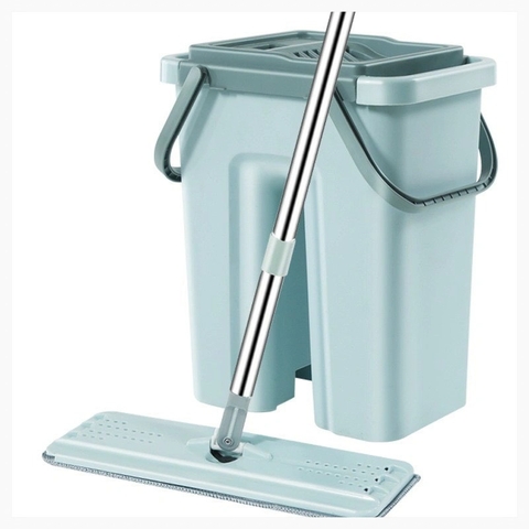 Bộ lau nhà tự vắt 360 thế hệ mới thùng chia 2 ngăn giặt, vắt