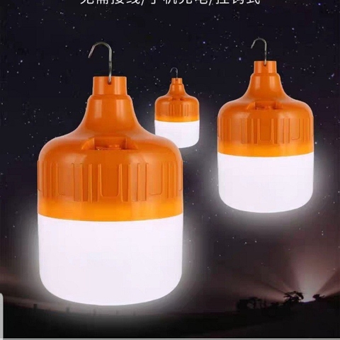 Bóng đèn LED tích điện 100w có móc treo tặng kèm bộ sạc full pin dùng đến 6h