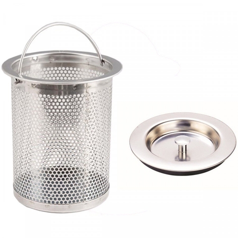 Giỏ lọc rác bồn rửa bát chén có kèm nắp inox cao cấp