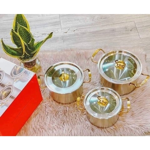 Bộ nồi 3 đáy 6 chi tiết MISU LOUIS cao cấp dùng cho mọi loại bếp