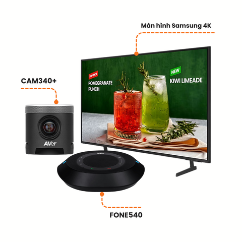 Gói giải pháp phòng họp nhỏ: AVer CAM340+ + AVer FONE540 + Màn hình Samsung BED-H 4K