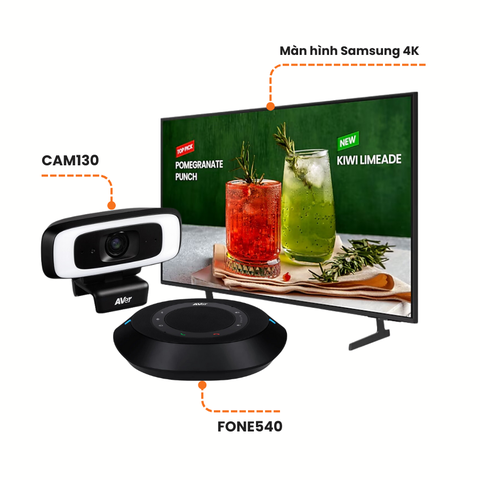 Gói giải pháp phòng họp nhỏ: AVer CAM130 + AVer FONE540 + Màn hình Samsung BED-H 4K