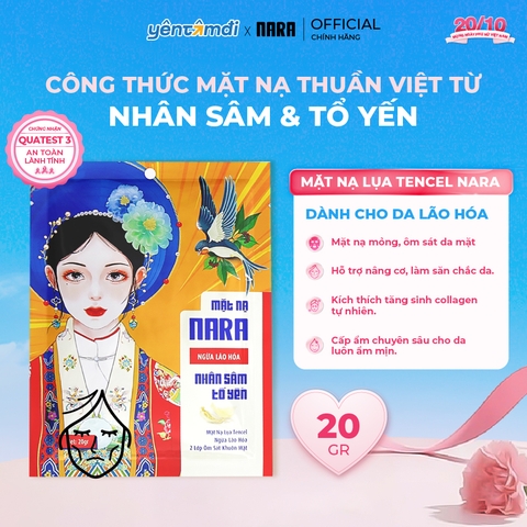 Mặt Nạ Lụa Trẻ Hoá Cấp Ẩm Da NARA Nhân Sâm Tổ Yến