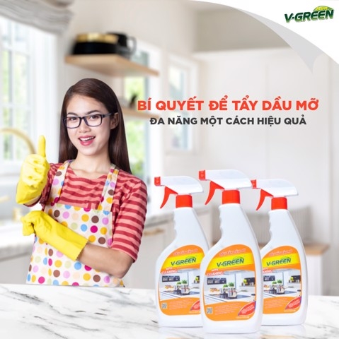 Dễ dàng tẩy sạch dầu mỡ với sản phẩm của Vgreen?