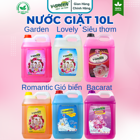 Nước Giặt 10 lít (Garden, Lovely, Romantic, Siêu Thơm, Gió Biển Bacarat)