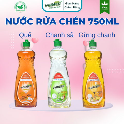 Nước rửa chén hương Quế, Gừng Chanh, Sả Chanh 750ml