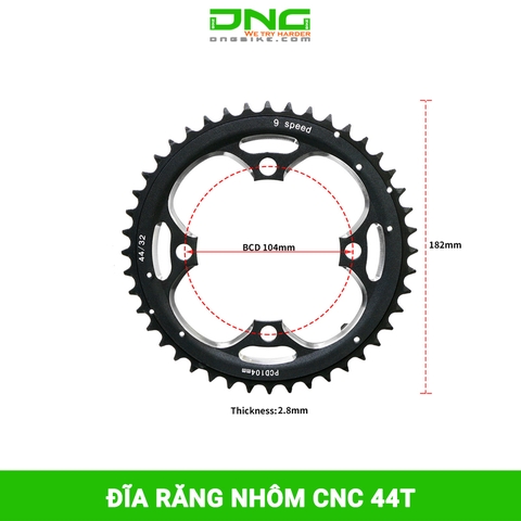 Đĩa răng nhôm xe đạp CNC 44T