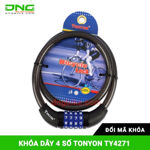 Khóa dây xe đạp 4 số TONYON TY4271 Đổi mã