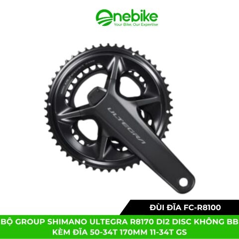 Bộ group SHIMANO Ultegra R8170 Di2 Disc không BB kèm đĩa 50-34T 170mm 11-34T GS