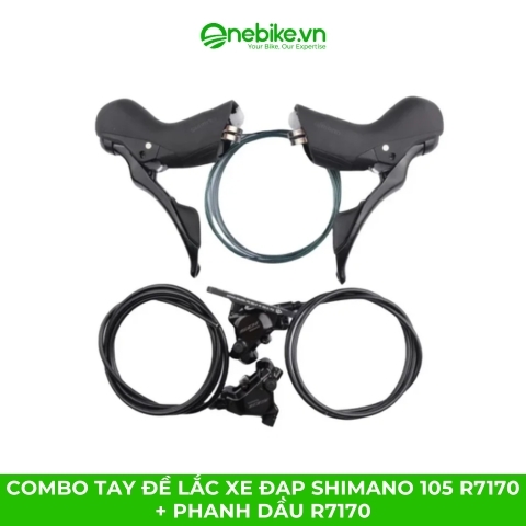 Combo tay đề lắc xe đạp SHIMANO 105 R7170 + phanh dầu R7170
