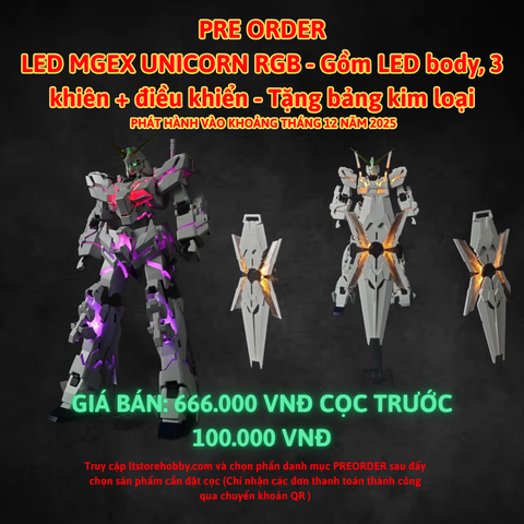 Đặt trước LED MGEX Unicorn RGB + Điều khiển - Tặng kèm bảng tên kim loại