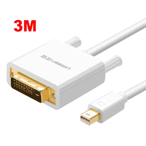 Ugreen 10425 3M Màu Trắng Cáp chuyển đổi Mini DP sang DVI 24+1 hỗ trợ phân giải 1080P MD102