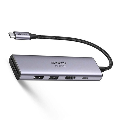 Bộ chuyển đổi USB-C sang 2*USB 3.0 + HDMI SD TF và PD hỗ trợ 4K Ugreen (60384)