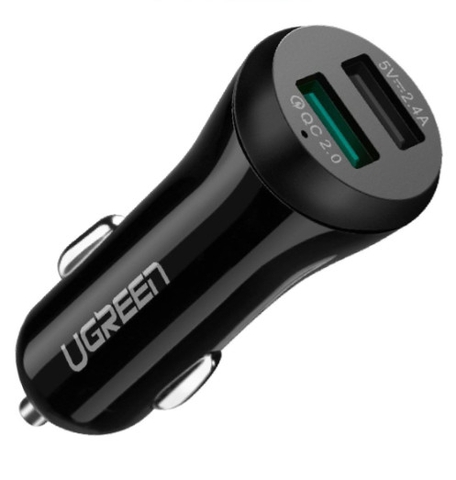 Tẩu sạc nhanh ô tô UGREEN CD114 – Sạc nhanh Quick Charge 3.0 dòng 3A, sạc đồng thời 2 thiết bị cùng lúc