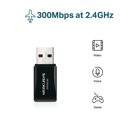 Bộ Thu USB WiFi Mini Mercusys MW300UM