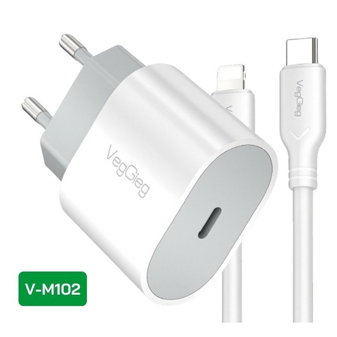 Bộ Sạc Nhanh PD20W + Cáp USB-C sang Lightning cho iPhone 1.2M (Chuẩn EU) - V-M102