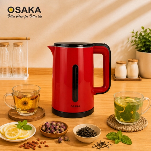 Ấm Đun Nước OSAKA KT-1818 Dung Tích 1.8L, Công Suất 1500W - Lòng Inox 304 - Nhựa 2 Lớp Cách Nhiệt