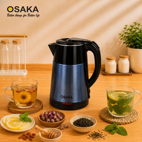 Ấm Đun Nước Siêu Tốc OSAKA KT-1822 Lòng Inox 304 – Dung Tích 1.8L, Đun Nóng Nhanh, Thân 2 Lớp Cách Nhiệt