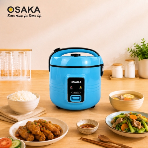 Nồi Cơm Điện OSAKA RC-18 Dung Tích 1.8L, Lòng Nồi Dập Tổ Ong Tráng Men Chống Dính, Tặng Kèm Khay Hấp